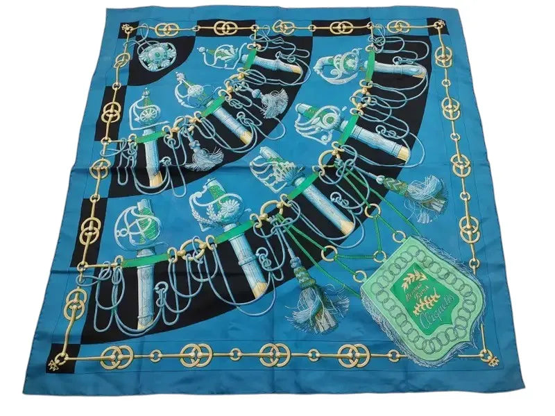 Hermes Carré 90 Silk multicolor, Blue, Cotton, Scarf