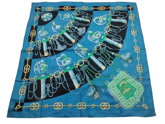 Hermes Carré 90 Silk multicolor, Blue, Cotton, Scarf