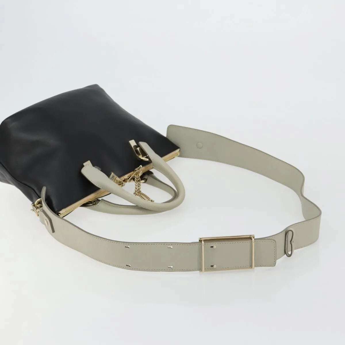 Chloe Bicolor Baylee Satchel Leather, Black, Leather, Handbag