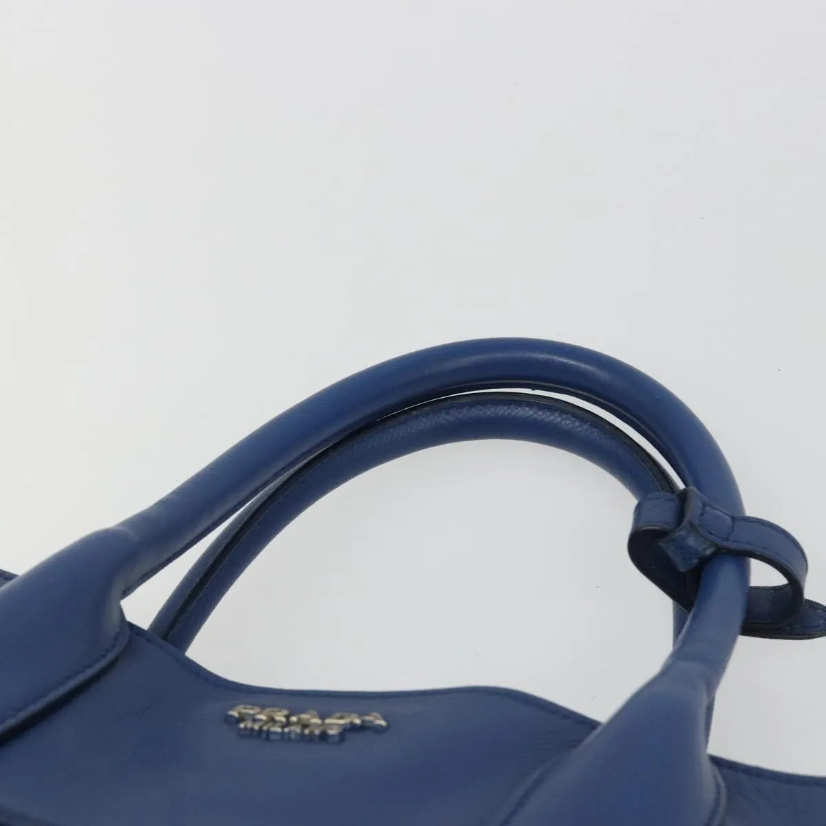 Prada Cuir Promenade Front Zip Tote Leather, Blue, Leather, Handbag