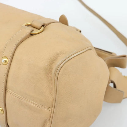 Miu Miu Convertible Satchel Leather, Beige, Leather, Handbag