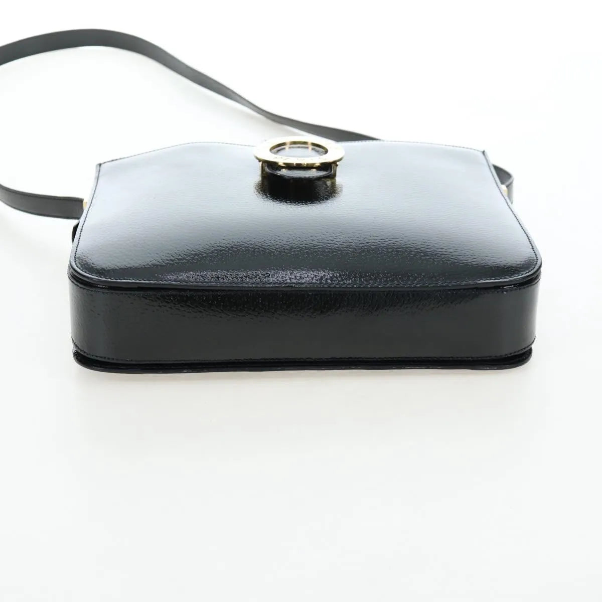 Celine Vintage logo ring shoulder bag Patent Leather, Green, Patent Leather, Shoulder Bag