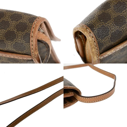 Celine Vintage Macadam Canvas and Leather, Brown, Canvas, Shoulder Bag