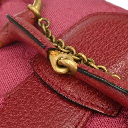 Gucci Horsebit Web Flap GG Canvas and white leather, Pink, Canvas, Shoulder Bag