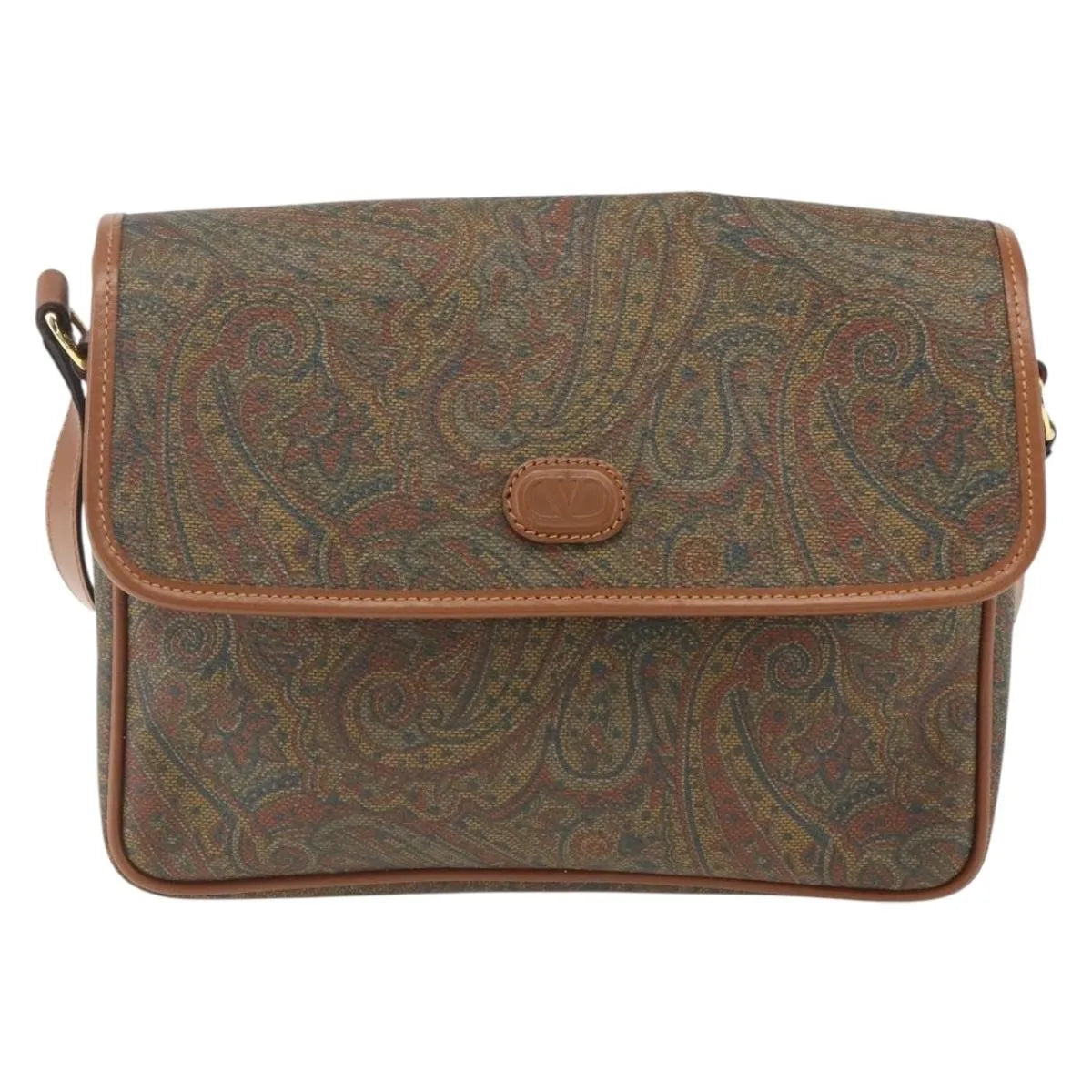 Valentino Garavani Vintage Canvas and Leather, Brown, Canvas, Shoulder Bag