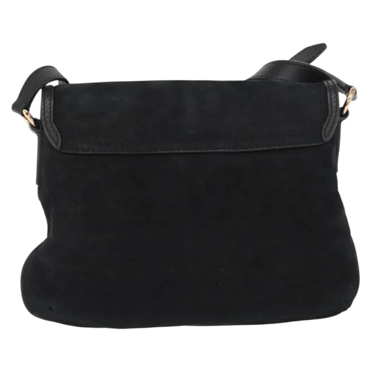 Salvatore Ferragamo Gancini Suede, Black, Suede, Shoulder Bag