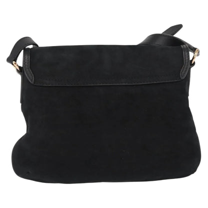Salvatore Ferragamo Gancini Suede, Black, Suede, Shoulder Bag