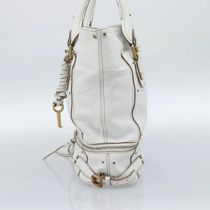 Chloe Paddington Lock Tote Leather, White_gold, Leather, Tote Bag