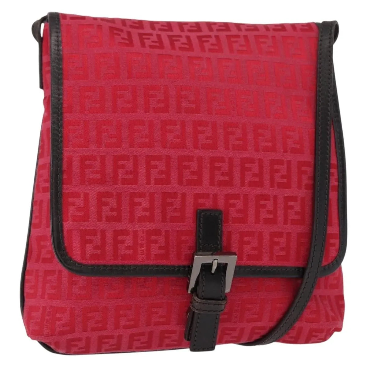 Fendi Vintage Flap Zucchino Canvas, Red, Canvas, Shoulder Bag