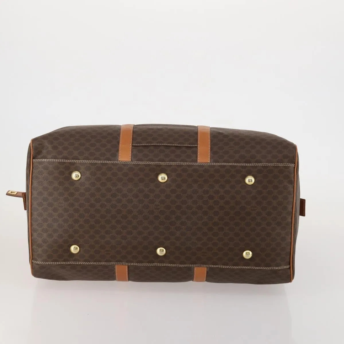Celine Vintage Duffle Canvas and Leather, Brown, Canvas, Travel Bag