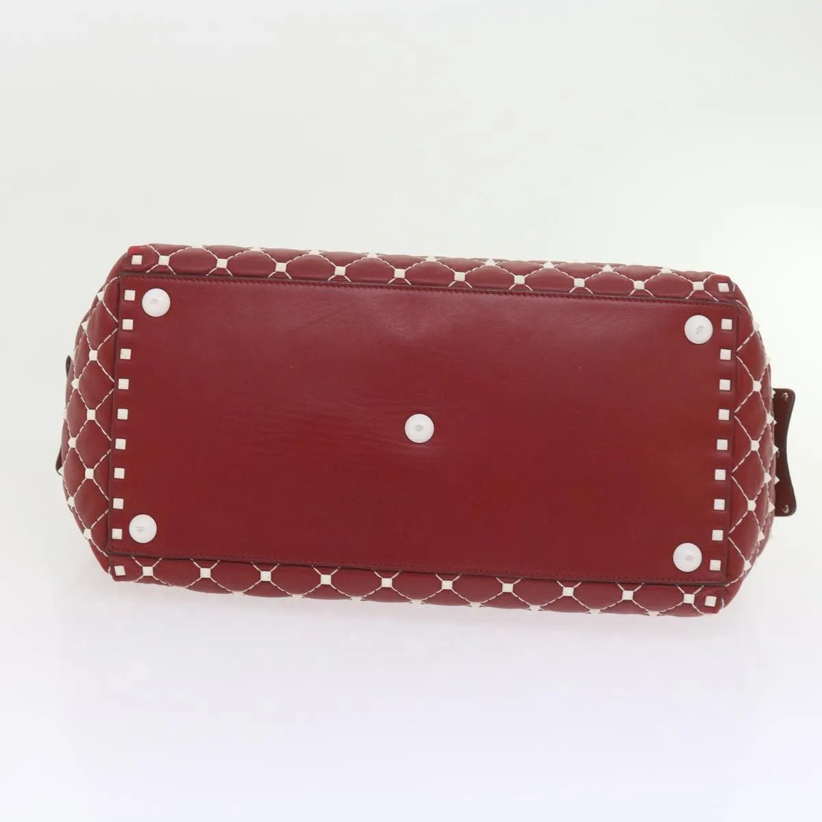 Valentino Garavani Free Rockstud Spike Duffle Quilted Leather, Red, Leather, Shoulder Bag