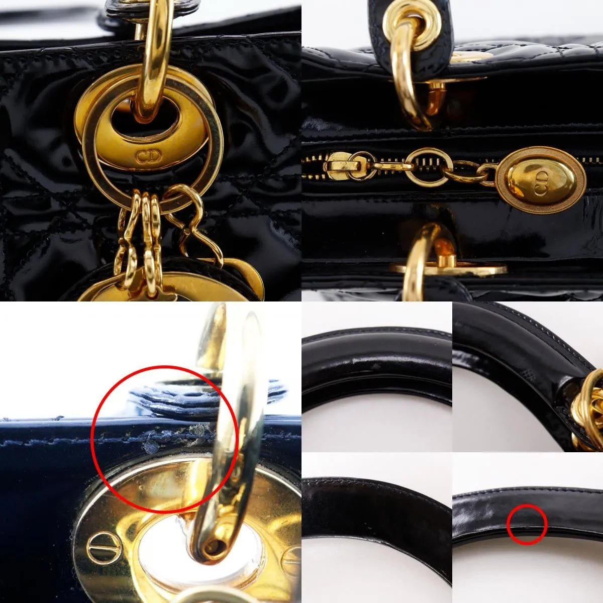 Christian Dior Lady Dior NM Cannage Quilt Patent, Black, Patent Leather, Tote Bag