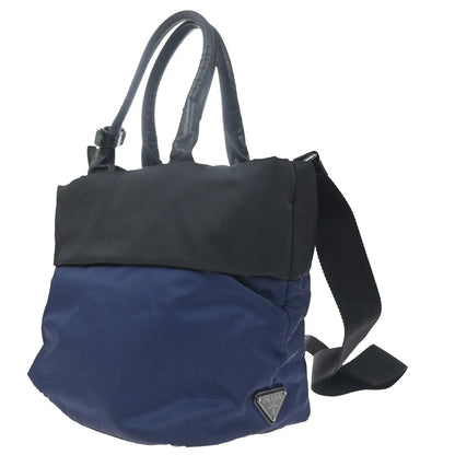 Prada Convertible Double Tote Tessuto, Black, Nylon, Handbag