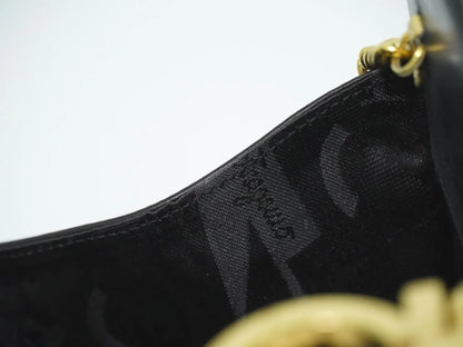 Salvatore Ferragamo Vintage Gancini Chain Leather, Black, Leather, Shoulder Bag
