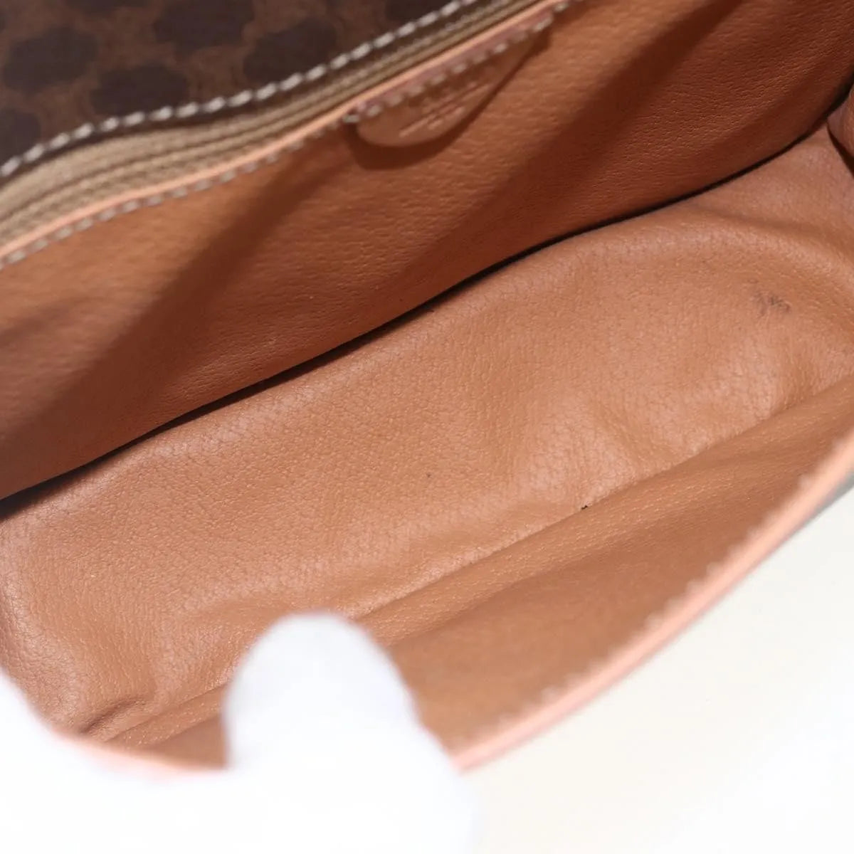 Celine Vintage Macadam Circle Logo Canvas and Leather, Brown, Canvas, Shoulder Bag