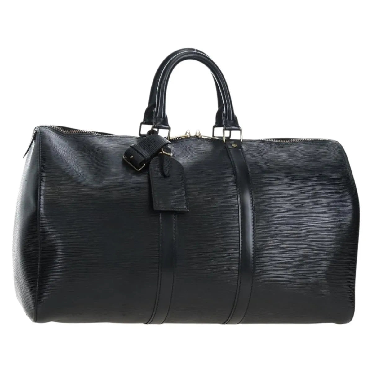 Louis Vuitton Keepall Epi, Black, Leather, Travel Bag