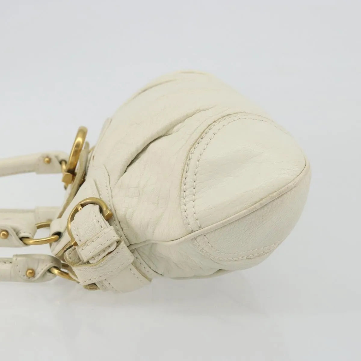 Salvatore Ferragamo Gancini Leather, White, Leather, Handbag