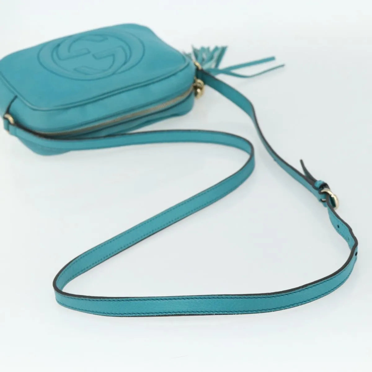 Gucci Soho Disco Leather, Blue, Leather, Shoulder Bag