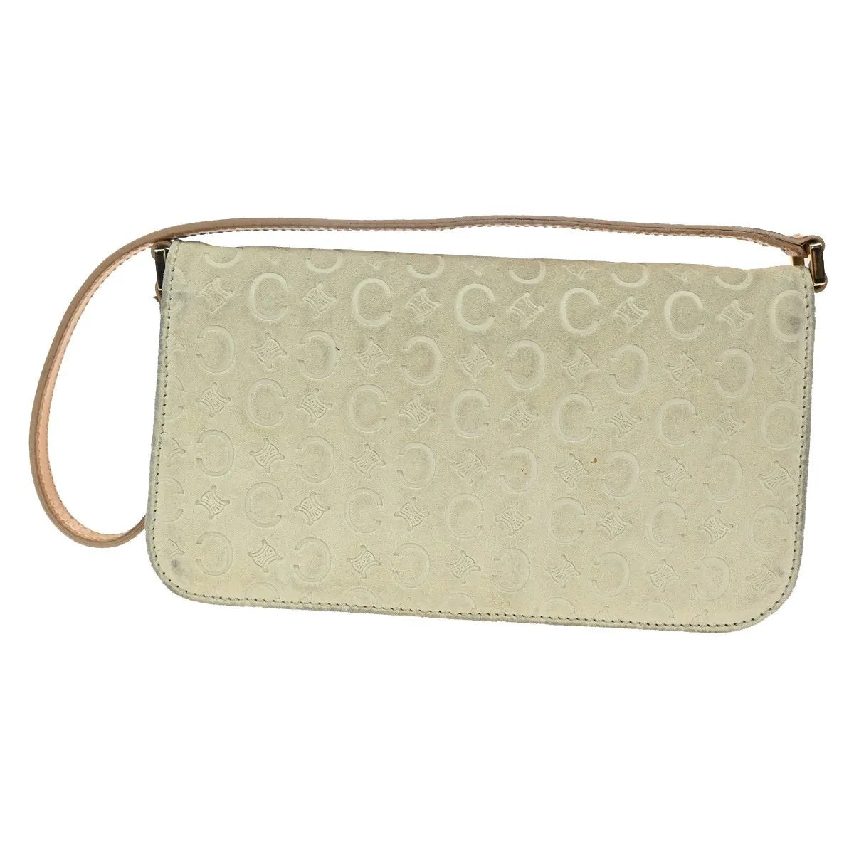 Celine C Macadam Shoulder Suede, Beige, Suede, Clutch