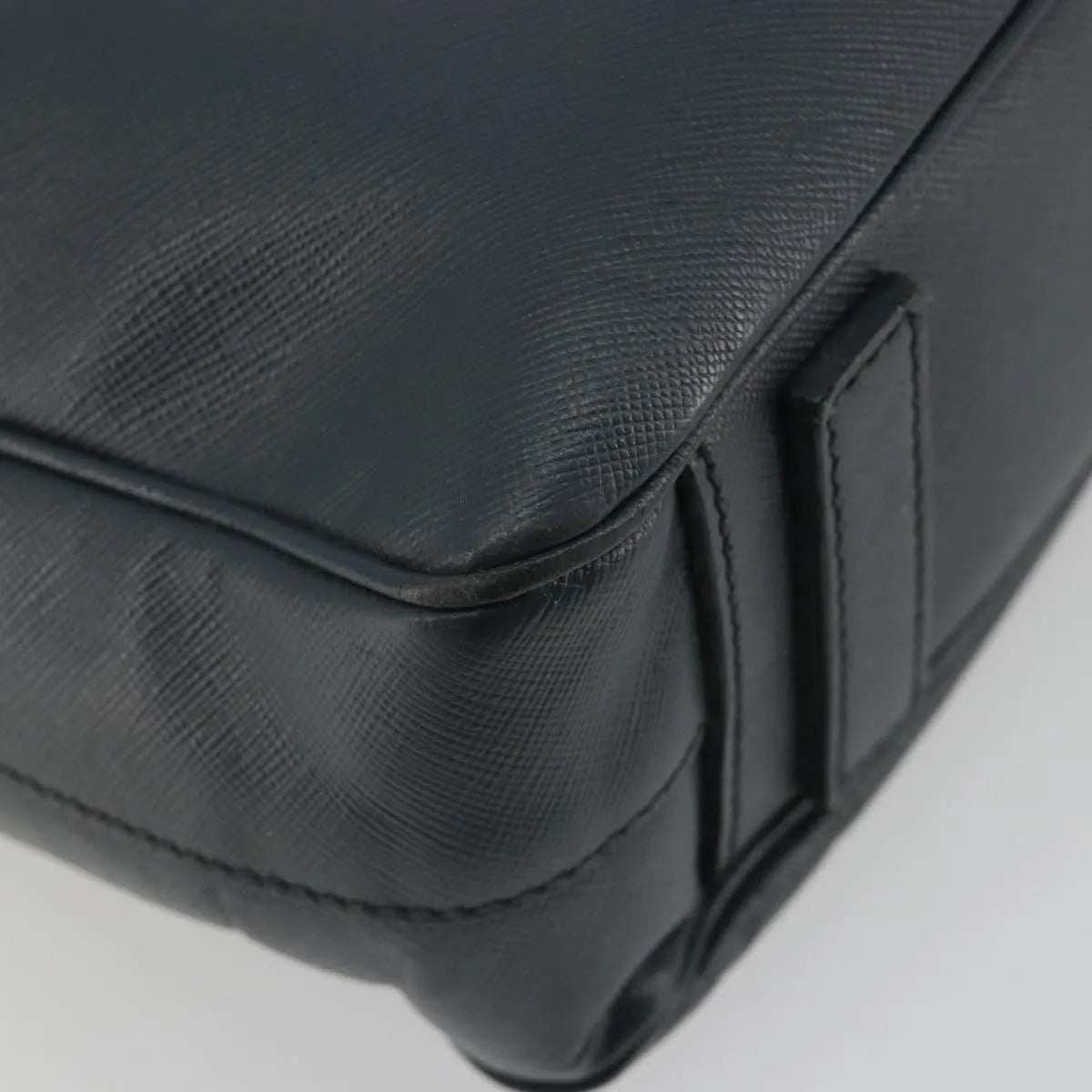 Prada Zip Around Saffiano Leather, Navy, Leather, Briefcase