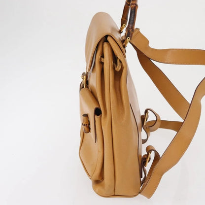 Gucci Vintage Bamboo Leather, Brown, Leather, Backpack