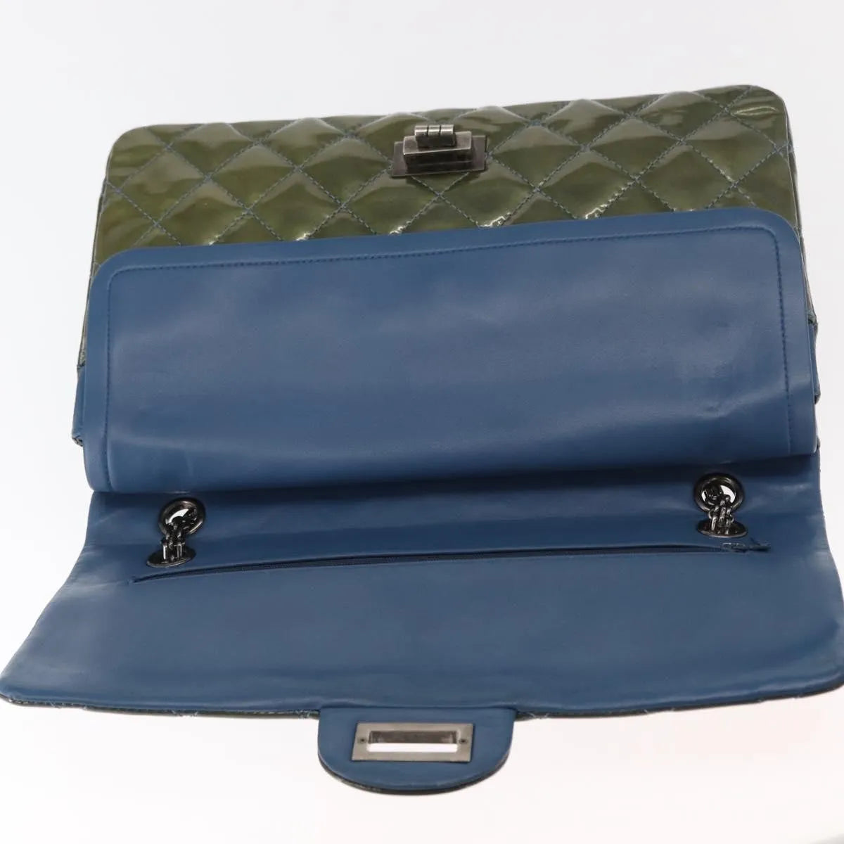 Chanel Reissue 2.55 Flap Quilted Patent, Green, Metal, Shoulder Bag