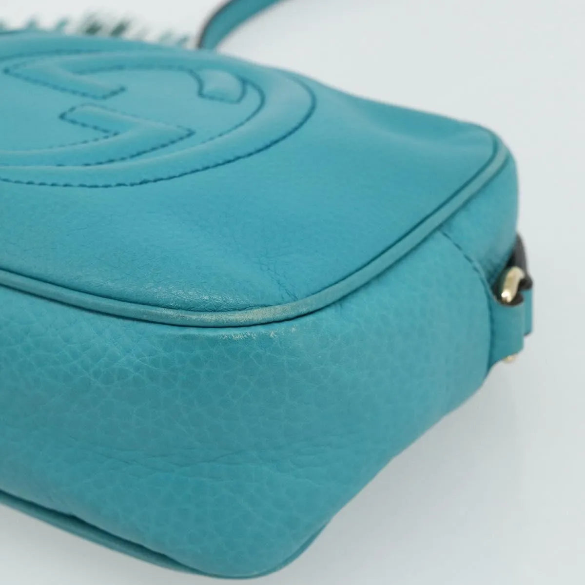 Gucci Soho Disco Leather, Blue, Leather, Shoulder Bag