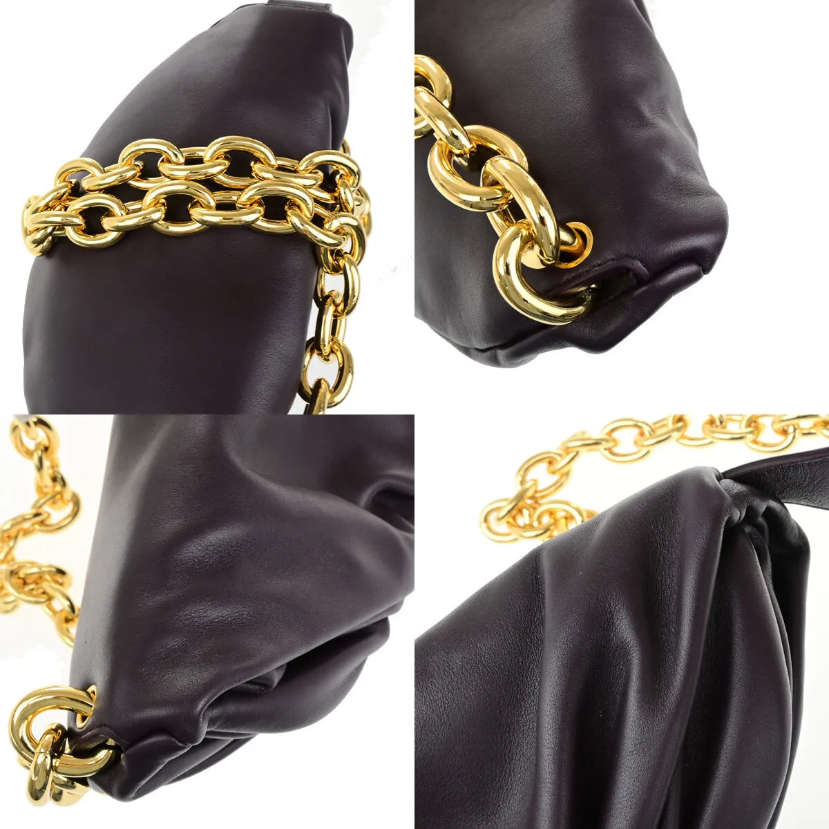 Bottega Veneta The Chain Leather, Burgundy, Leather, Handbag