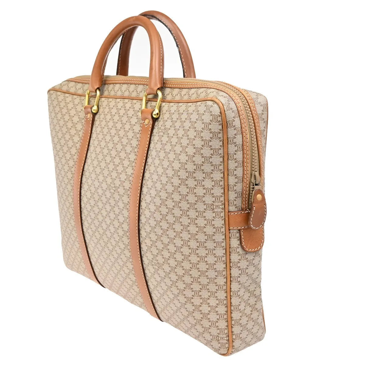 Celine Macadam Canvas and leather, Brown, Canvas, Briefcase