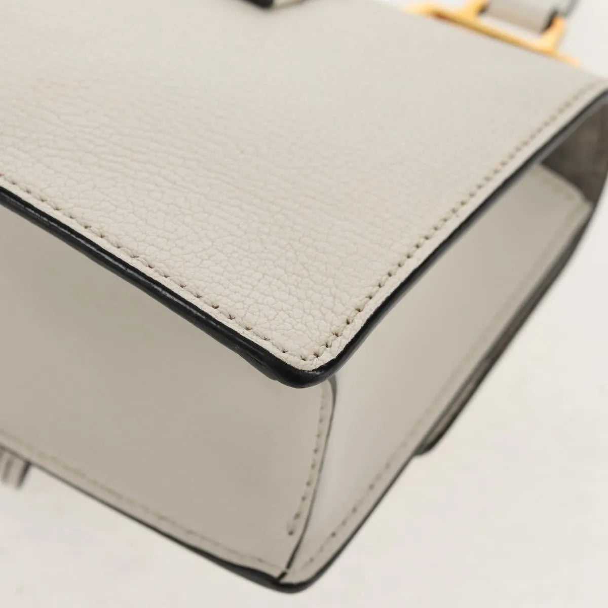 Miu Miu Madras Crystal Buckle Leather, White, Leather, Shoulder Bag
