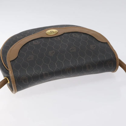 Christian Dior Vintage Honeycomb Flap Coated Canvas, Black, Canvas, Shoulder Bag