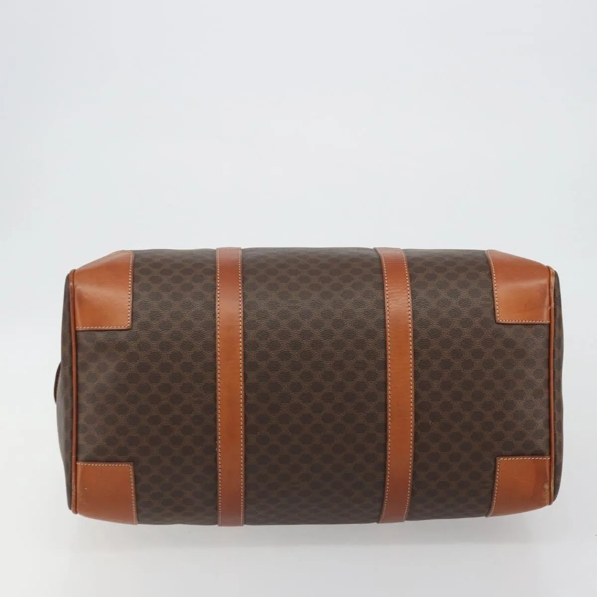 Celine Vintage Duffle Canvas and Leather, Brown, Canvas, Travel Bag