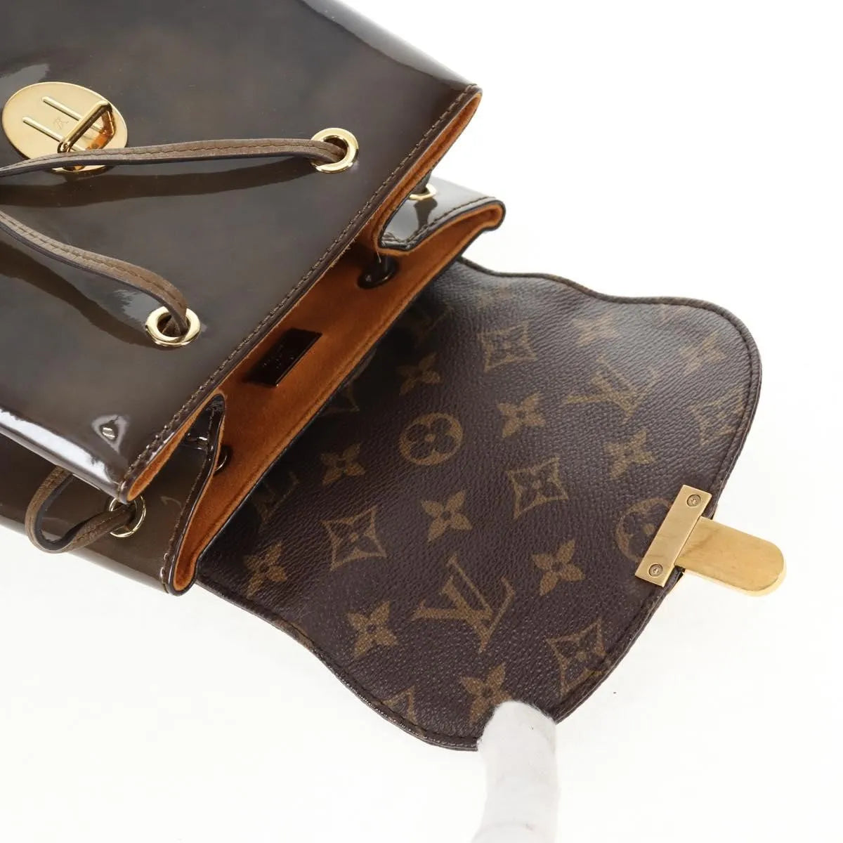 Louis Vuitton Hot Springs Vernis with Monogram Canvas, Brown, Canvas, Backpack
