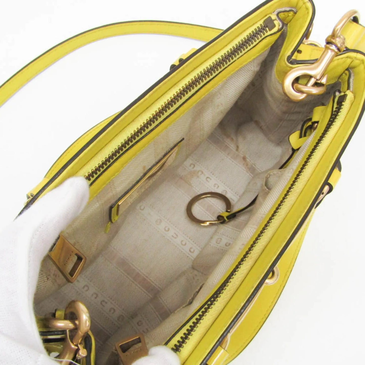Gucci Bright Bit Convertible Tote Patent leather, Yellow, Patent Leather, Handbag