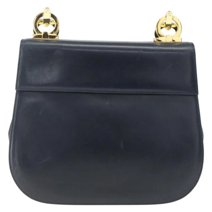 Salvatore Ferragamo Gancini Leather, Navy, Leather, Shoulder Bag