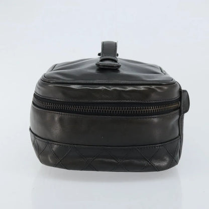 Chanel Vintage Cosmetic Case Lambskin, Black, Leather, Clutch