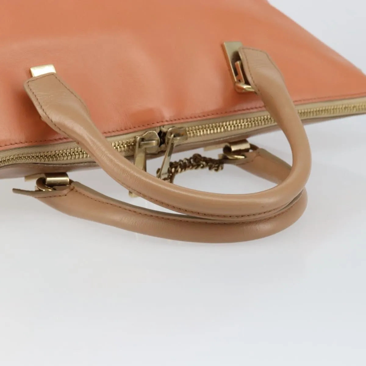 Chloe Bicolor Baylee Satchel Leather, Orange, Leather, Handbag