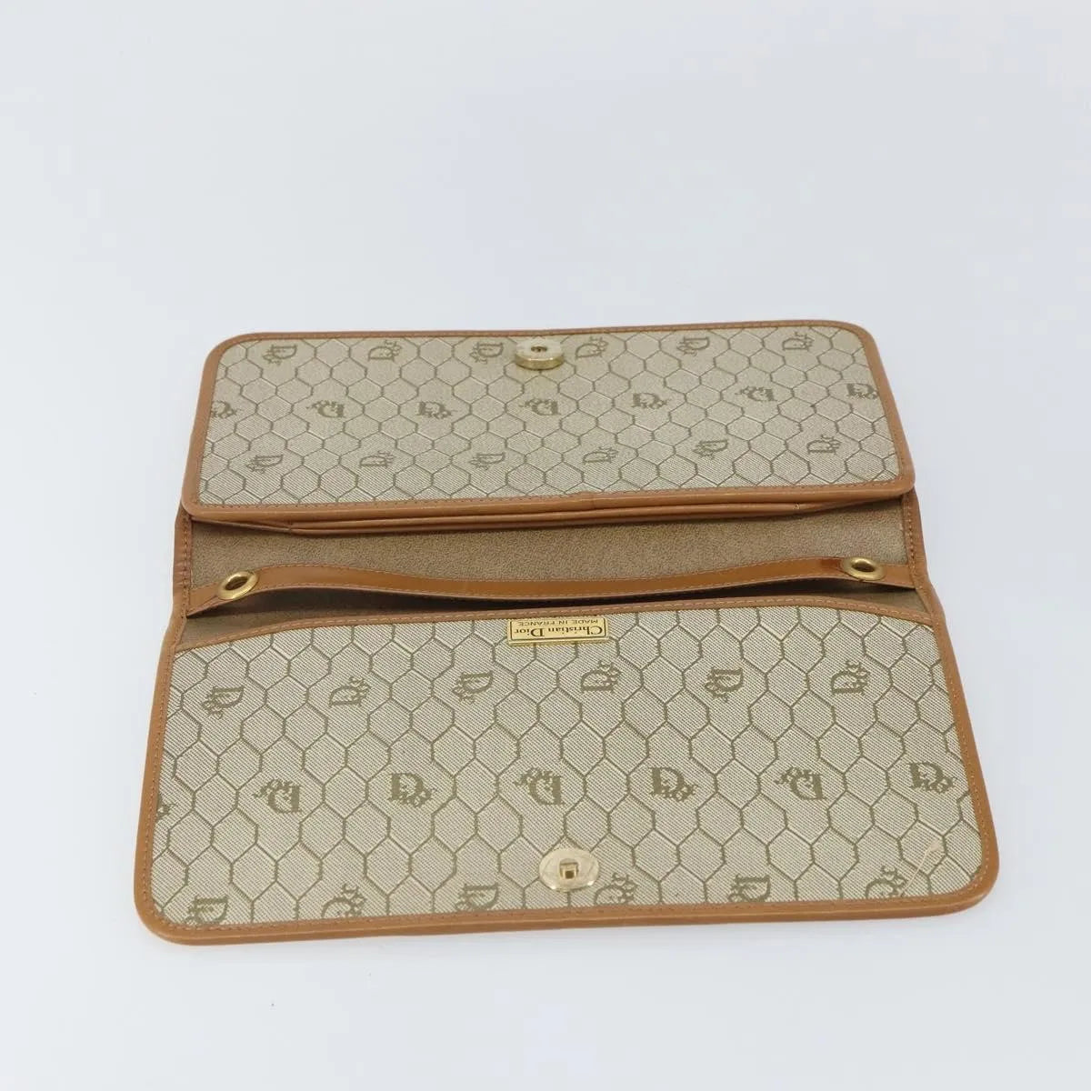 Christian Dior Vintage honeycomb clutch Canvas, Beige, Canvas, Clutch
