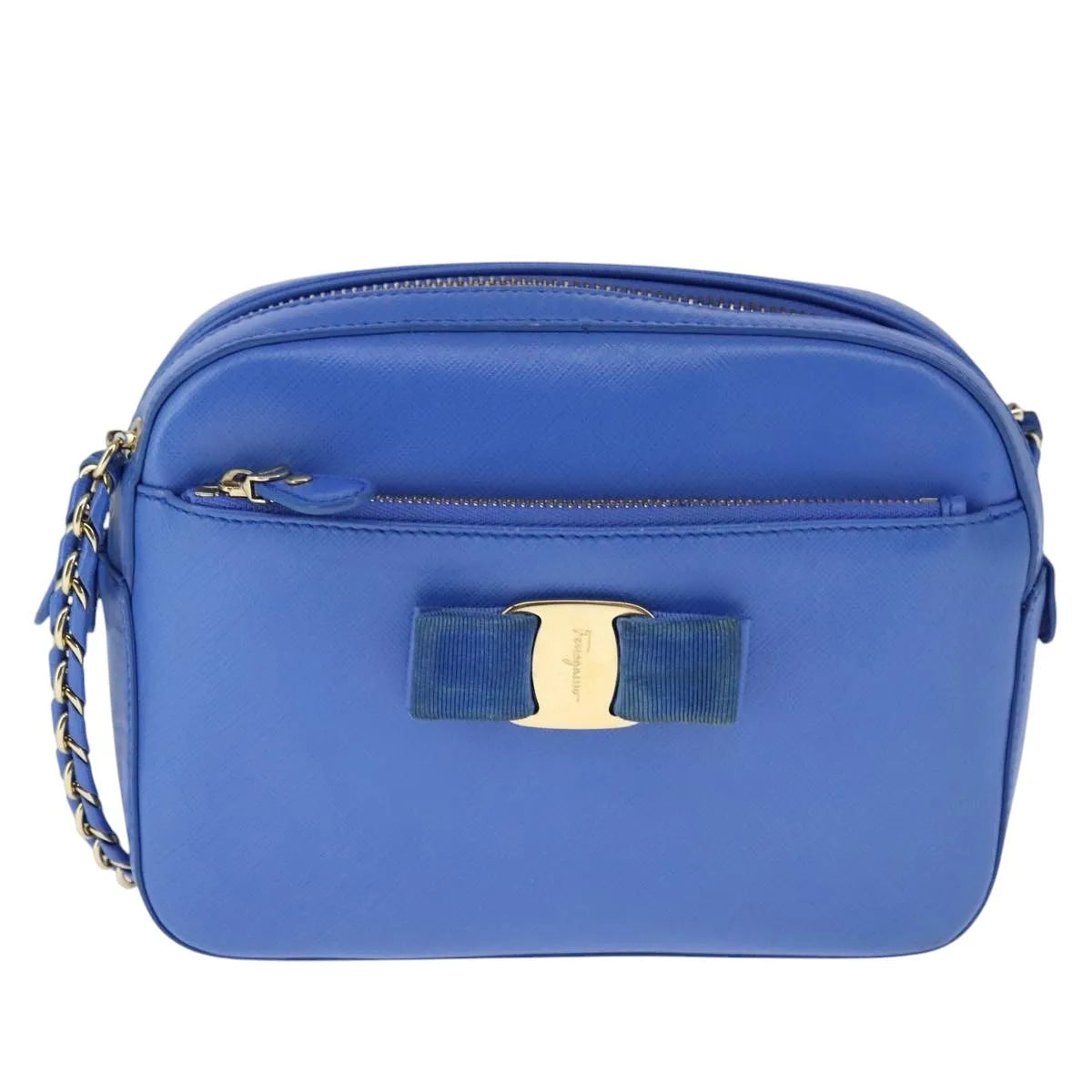 Salvatore Ferragamo Vala Leather, Blue, Leather, Shoulder Bag