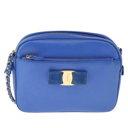 Salvatore Ferragamo Vala Leather, Blue, Leather, Shoulder Bag