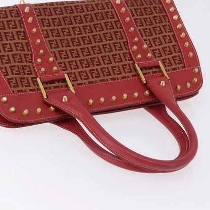 Fendi Studded Handle canvas, Red, Canvas, Handbag