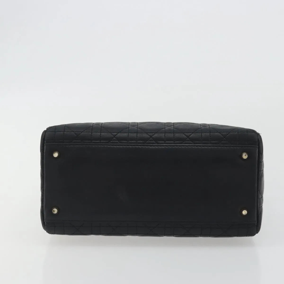 Christian Dior Vintage Lady Dior Cannage Quilt Lambskin, Black, Leather, Handbag