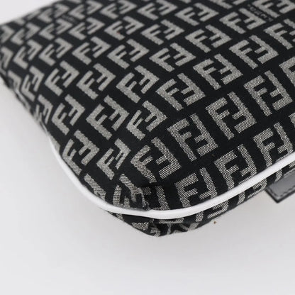 Fendi Vintage Flap Zucchino Canvas, Black, Canvas, Shoulder Bag