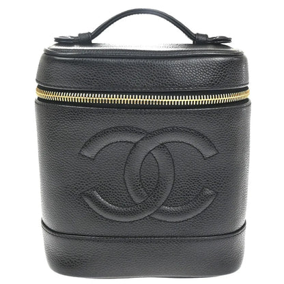 Chanel Vintage Timeless Cosmetic Case Caviar, Black, Leather, Handbag