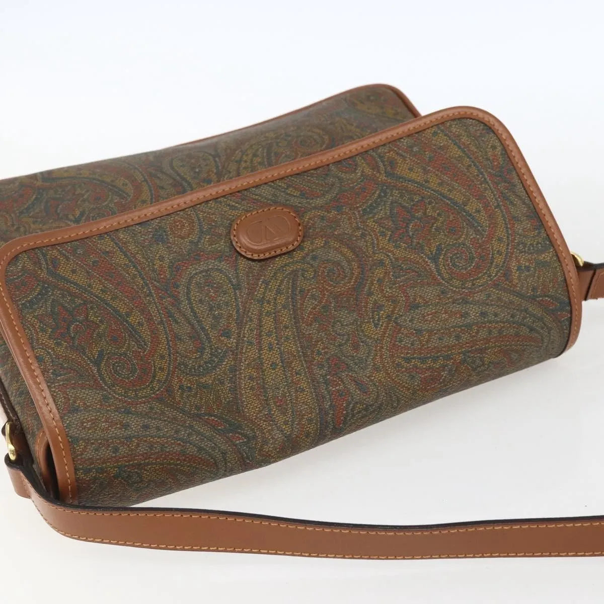 Valentino Garavani Vintage Canvas and Leather, Brown, Canvas, Shoulder Bag