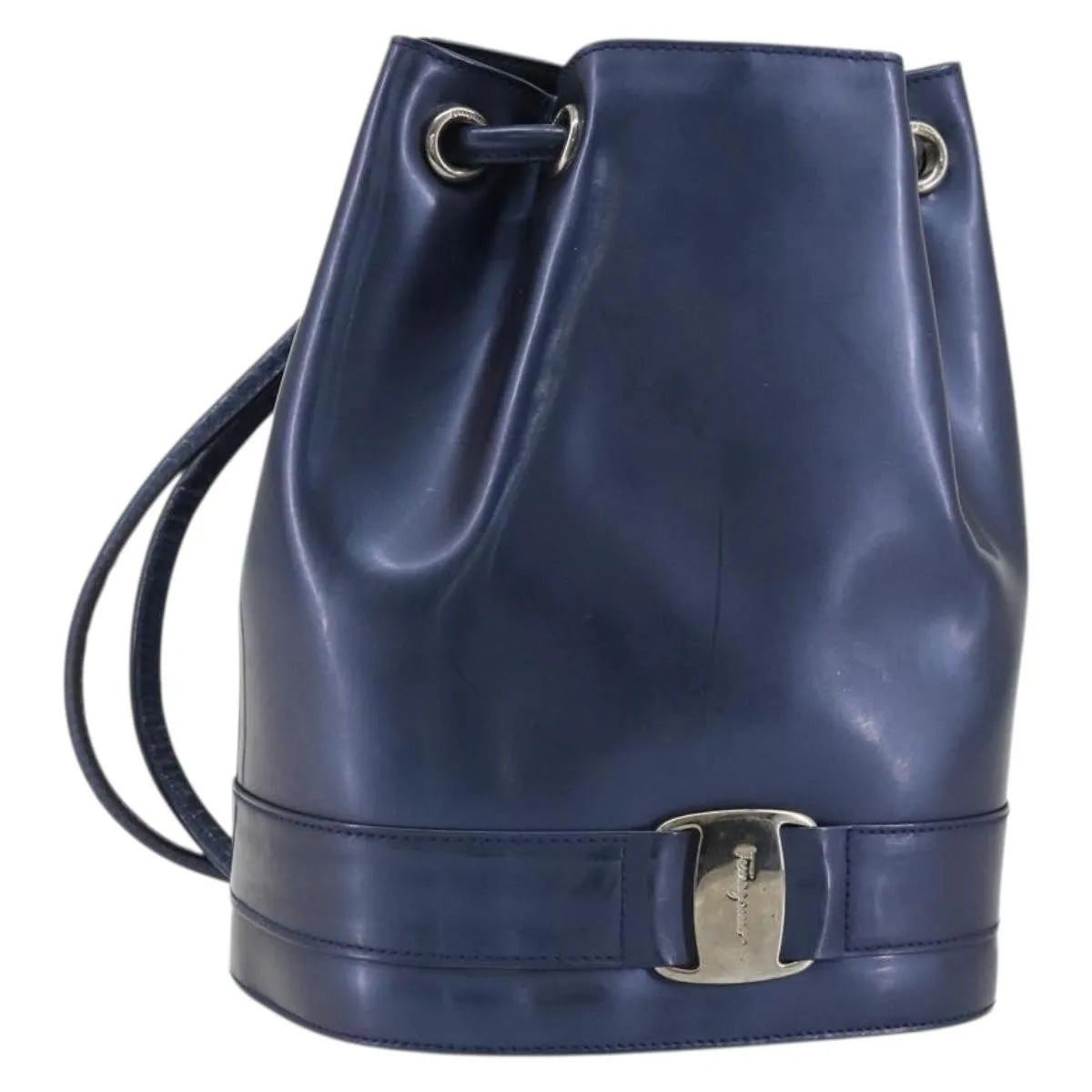 Salvatore Ferragamo Vala Patent Leather, Navy, Patent Leather, Backpack