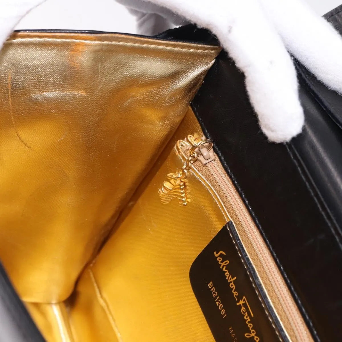 Salvatore Ferragamo Vintage Leather, Black, Leather, Shoulder Bag