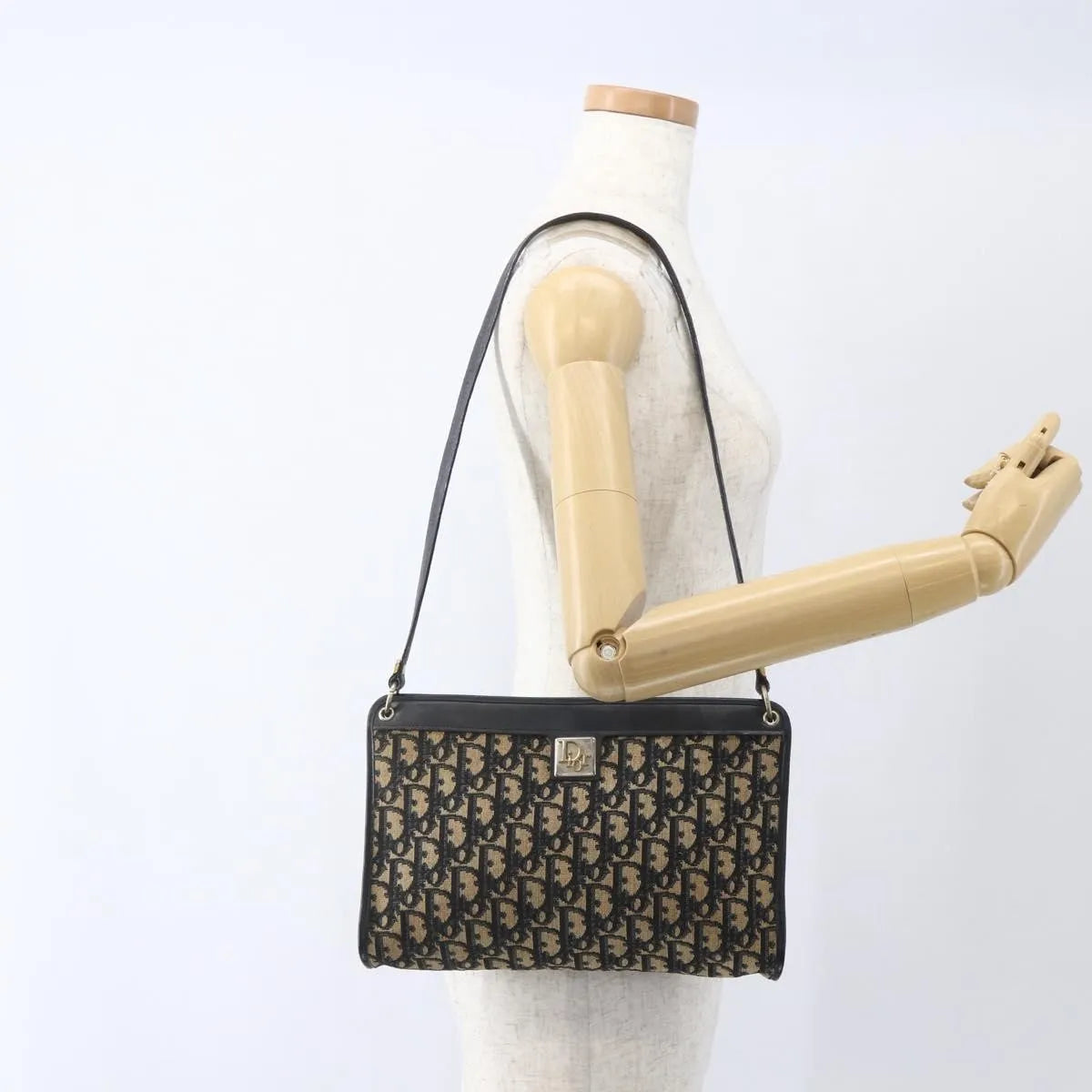 Christian Dior Vintage Trotter Canvas, Navy, Canvas, Shoulder Bag