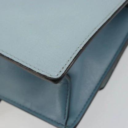 Miu Miu Madras Crystal Buckle Leather, Blue, Leather, Shoulder Bag