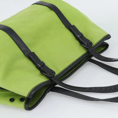 Bottega Veneta Vintage Canvas, Green, Canvas, Tote Bag